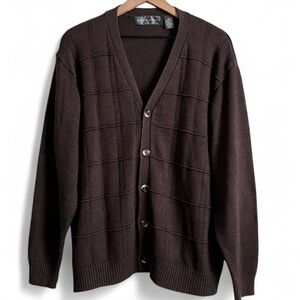 Vintage OSCAR DE LA RENTA Cardigan Sweater Brown Unisex XXL